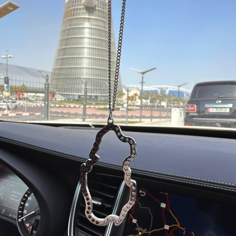 Car pendant for Qatar National Day, plated with Gold, adorned with sparkling zircon stones, perfect gifts