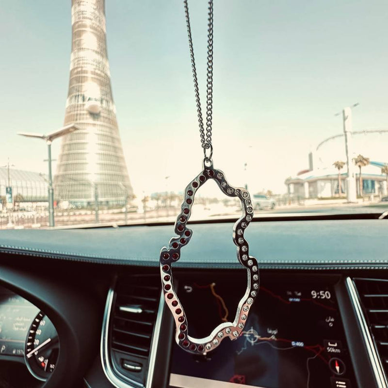 Car pendant for Qatar National Day, plated with Gold, adorned with sparkling zircon stones, perfect gifts
