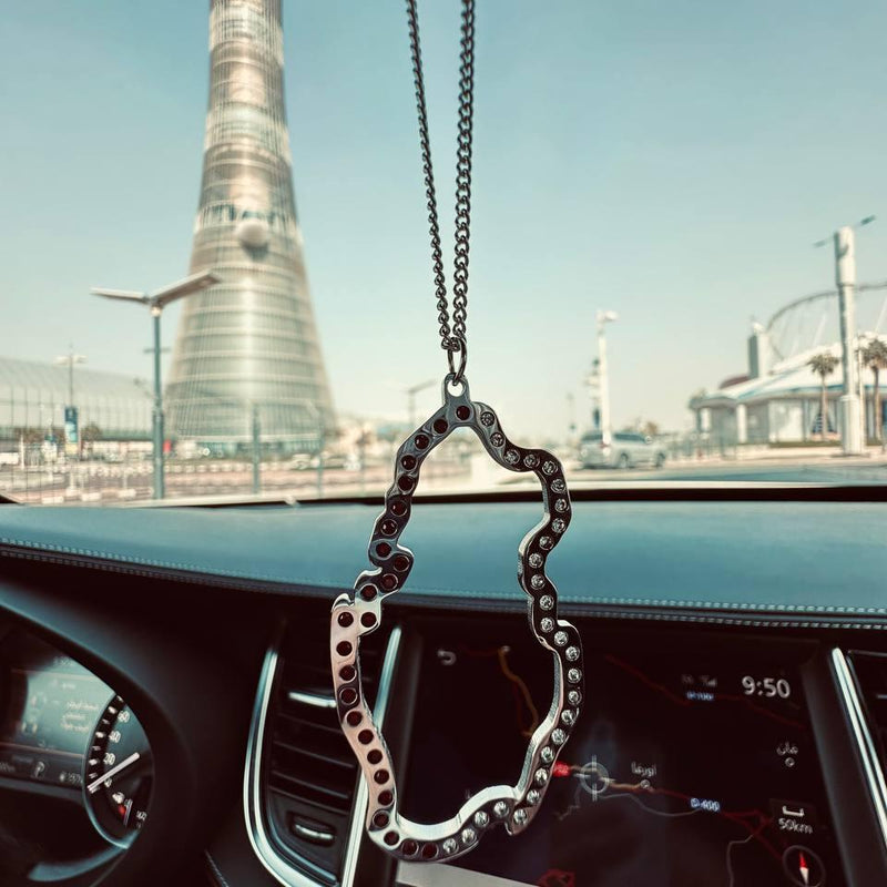 Car pendant for Qatar National Day, plated with Gold, adorned with sparkling zircon stones, perfect gifts