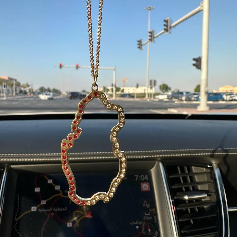 Car pendant for Qatar National Day, plated with Gold, adorned with sparkling zircon stones, perfect gifts