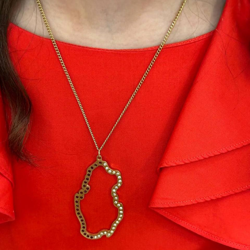 National Day  Qatar necklace specially designed by "Rio de Plata" Plated with 18 k gold ,Gift Qatar.