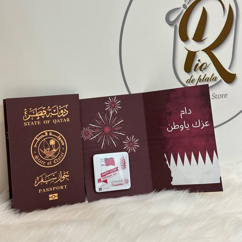 National Day Giveaways in the Shape of a Qatari Passport with magnetic photo