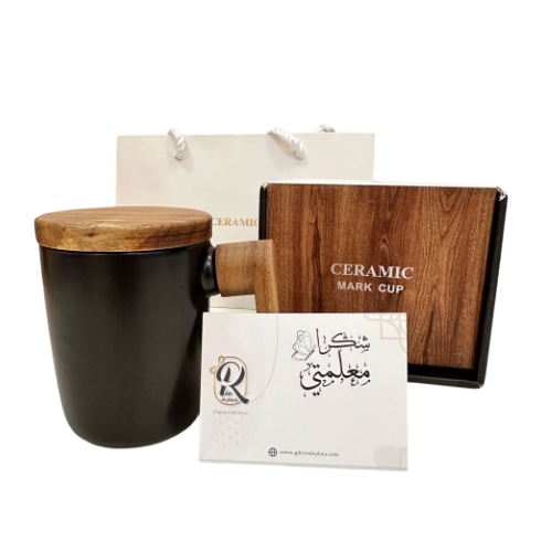 Teacher's Day Gift High Quality Ceramic Mug Nordic Mug black Comes With Beautiful Bag And Gift  greeting Card in Qatar