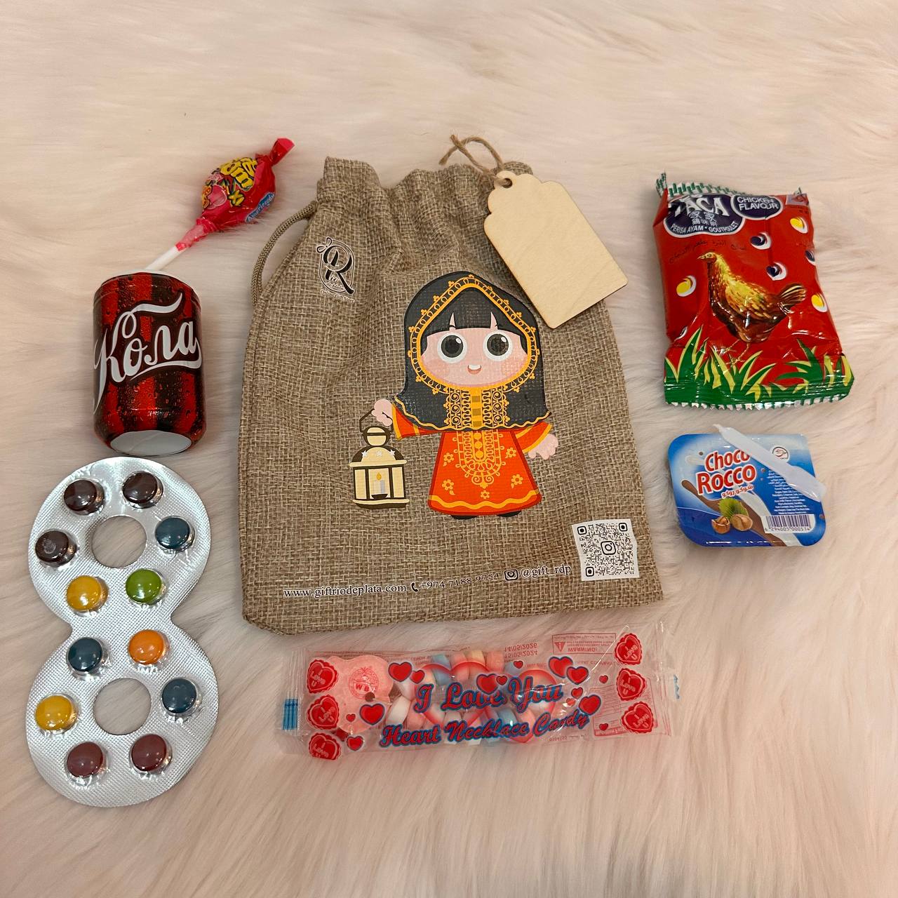 Garangao bag, 1 pc, size 20-15 cm, printed on both sides, one side is a girl and the other is a boy, made of high quality materials.